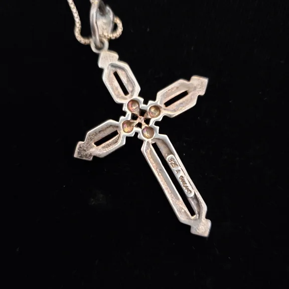 Sterling Marcasite Gothic Cross Necklace - Picture 2 of 8
